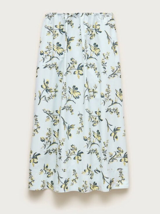 J. Crew Dresses & Skirts - J. Crew Light Blue Floral Pull-on midi skirt in cotton poplin Size Large Tall
